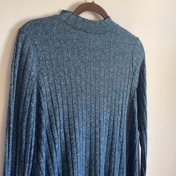 NWT Retro Ribbed Skater Dress Blue Swing Small Teal Mock Mossimo Casual Mini - Picture 2 of 9